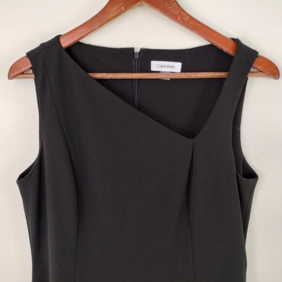 Calvin Klein Hi Low Ruffle Hem Sleeveless Midi Dress Size 10 Black Classic - Picture 3 of 9